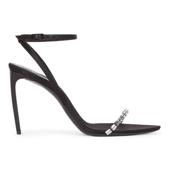 Saint Laurent Gloria sandals in crepe satin with Rhinestones size‎ 37EU - Picture 2 of 14